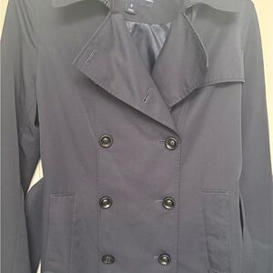 Lands' End Women's Double-Breasted Trench Coat - Navy